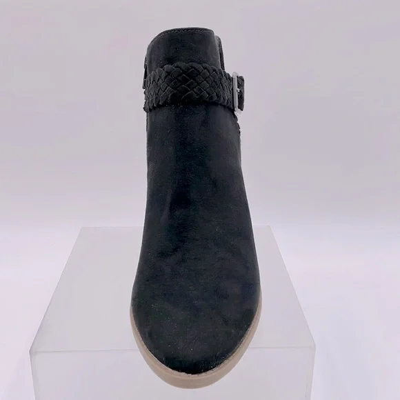 SM New York Barbie Black Suede Boots Braided Accent Ankle Boot 3” Heel - 7.5 - Picture 5 of 14